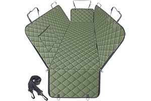 NECKORY Waterproof Dog Car Seat Cover for Back Seat - Durable, Scratch Proof Pet Hammock with Nonslip Design & Storage Pockets, Fits Cars, SUVs, Trucks- S, Green