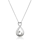 Amazon Collection Sterling Silver Open Teardrop "A Mother's Love is Forever" Pendant Necklace, 18"