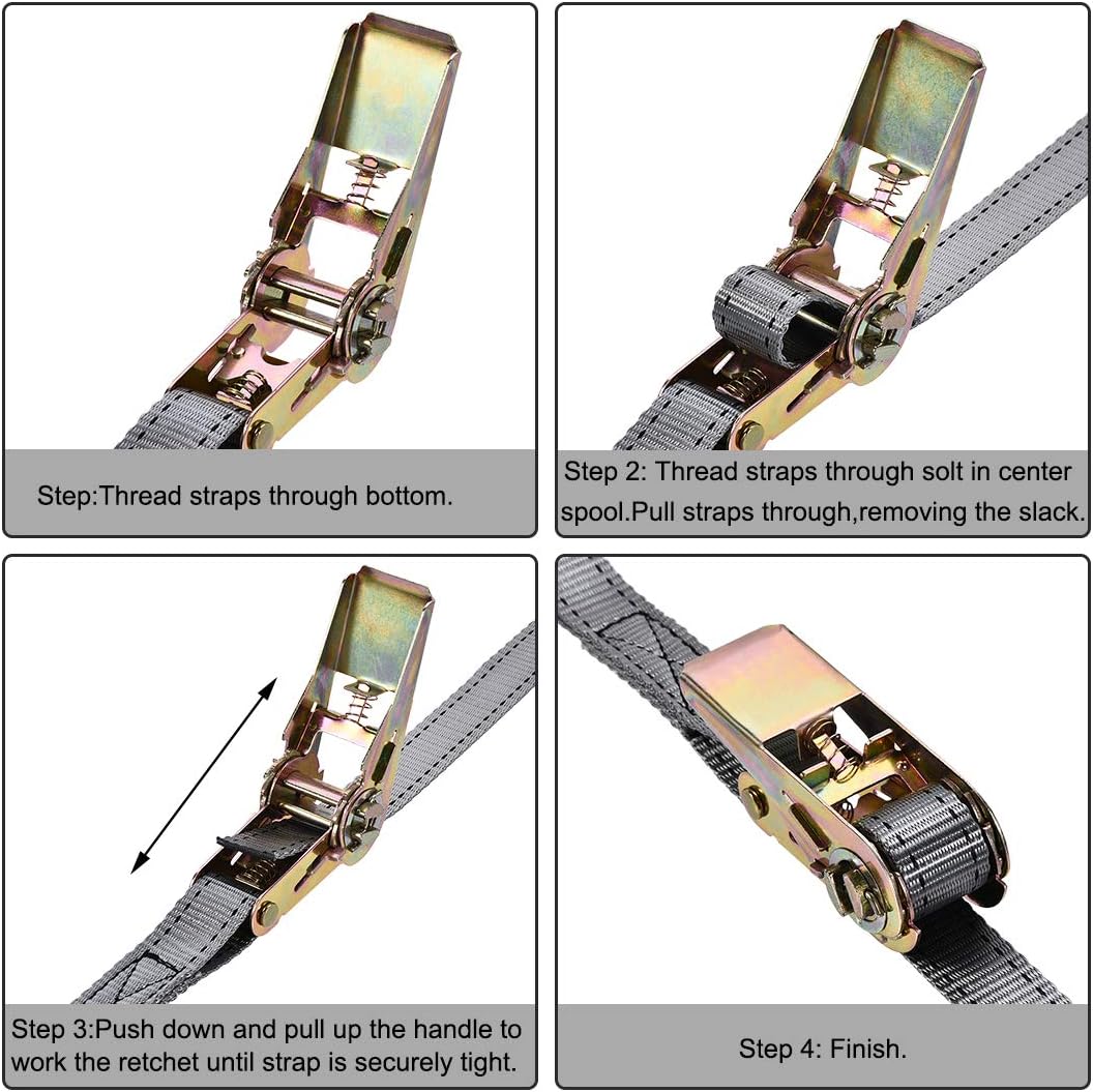 Exterior Accessories Uxcell 2mx25mm Ratchet Tie Down Strap Cargo Lashing Up To 800kg Double J Hook Gray Towing Products Winches