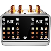 Smart Toaster 4 Slice - Dual Digital TouchScreen & Independent Control for Family | Stainless Steel Extra-Wide Slots for Bagels | 6 Toast Types & Shade Settings | Defrost Reheat & Single-Slice Modes