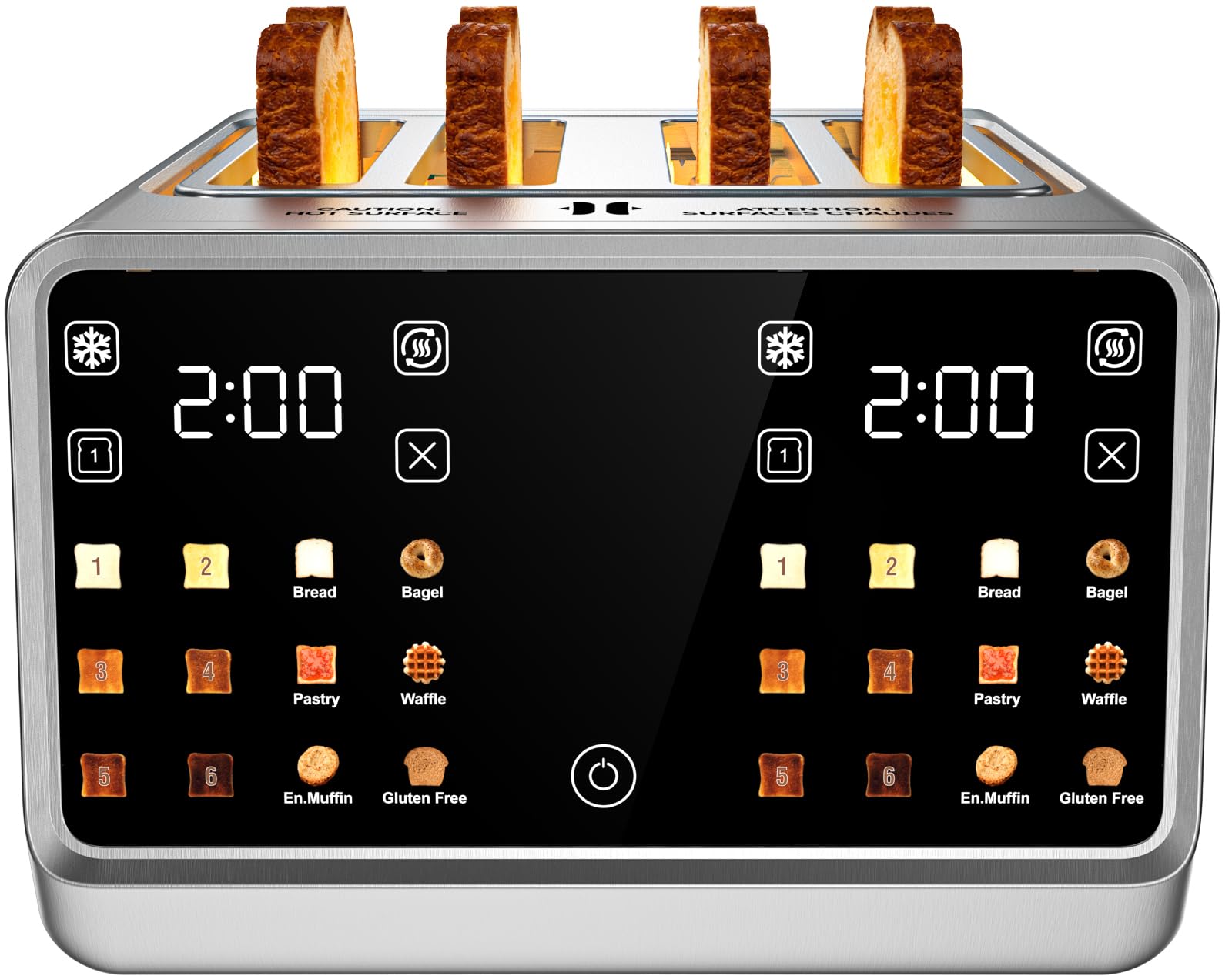Photo 1 of Smart Toaster 4 Slice - Dual Digital TouchScreen & Independent Control for Family | Stainless Steel Extra-Wide Slots for Bagels | 6 Toast Types & Shade Settings | Defrost Reheat & Single-Slice Modes