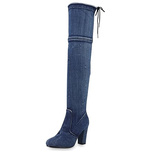 SCARPE VITA Damen Stiefel Overknees mit Blockabsatz