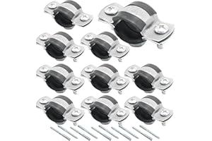 VIKKSAER 10Pcs Adjustable Pipe Bracket Clamp, Pipe Clamp Split Ring Hanger, Heavy Duty Pipe Support with M8 Nuts (3/4inch / 2