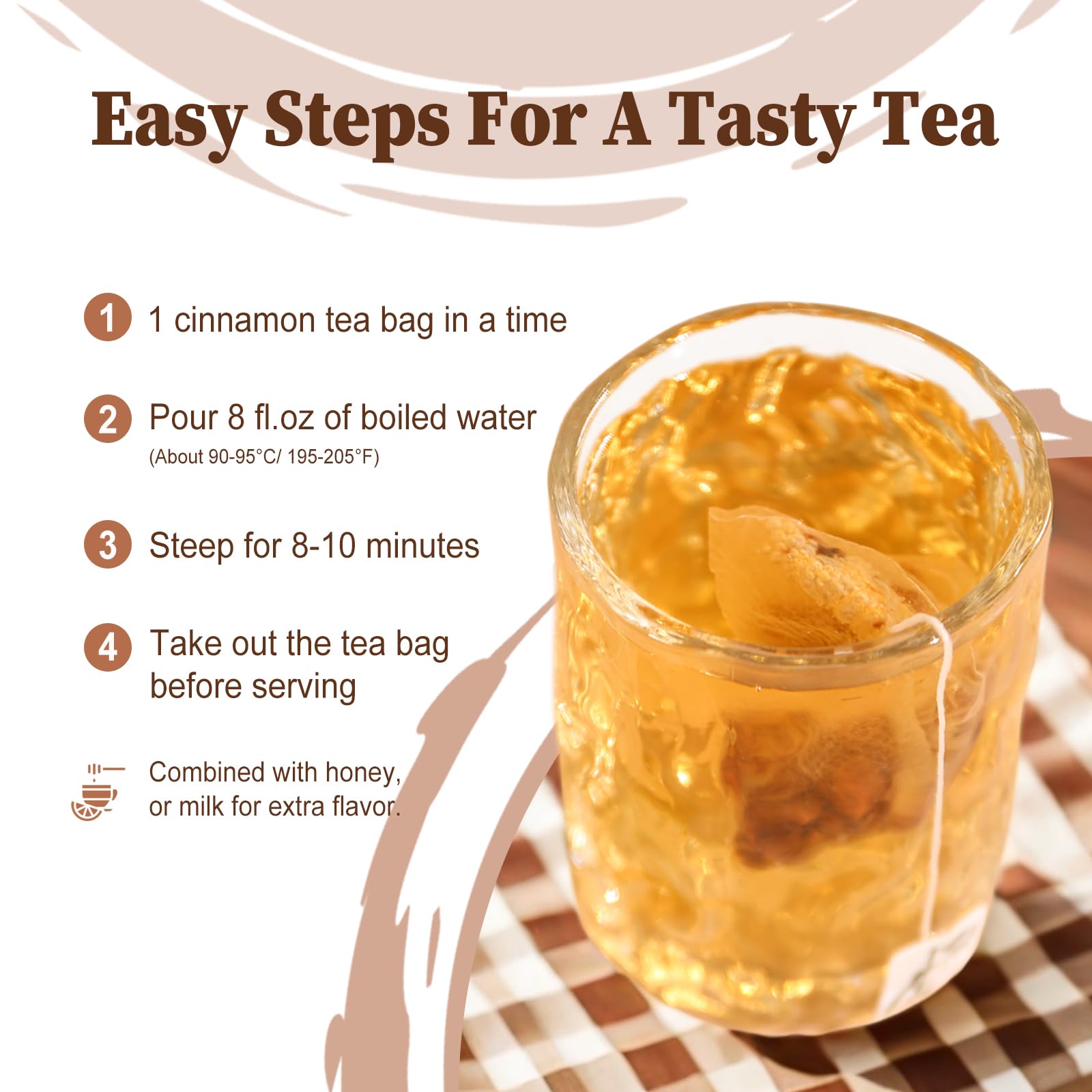 FullChea - Cinnamon Tea bags, 50 Teabags - Natural Cinnamon Sticks Tea for Relaxation - Caffeine-free - Support Better Sleep