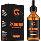 2X Biotin Beard Growth Oil for Men - Natural Organic Leave-in Conditioner & Softener - Mustache & Facial Hair Thickener, Moisturizer & Strengthener - Anti Itch & Dandruff Serum, 2 fl.Oz (Sanda)