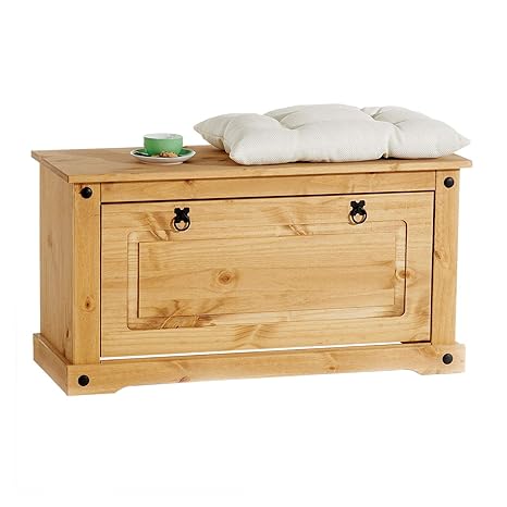 Holztruhe Truhenbank mit Kissen Sitzbank Bank Aufbewahrungstruhe