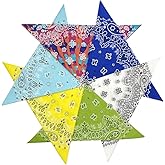 HankieWorld 6 Pack 12 Pack Bandanas 2 Sides Printed 22inch Unisex Cowboy Kerchiefs