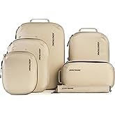 Aerotrunk Ultralight Compression Packing Cubes - Lightweight Travel Organizers for Suitcases and Luggage (6-Pack, Beige)