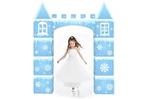 CIXICM Winter Cardboard Castle Boxes Snowflake Birthday Party Favor Playhouse Gift Snowflake Princess Castle Decorations for Kid Girl