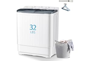 SPORTPULES Sportpulse Portable Washing Machine with Time Control, Mini Twin Tub 32lbs Capacity Laundry, 20lbs Washer & 12lbs Spinner, ideal for Camping, Apartments, RV (Black, 32lbs)