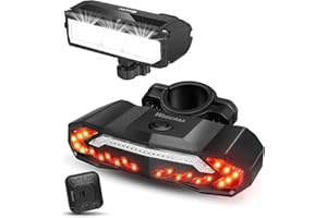 WSDCAM Rechargeable Rear and Front Bike Light Set, Remote Control Bike Tail Light with Turn Signals and Brake Light Bike Alar