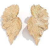 Gold Leaf Earrings for Women Statement Gold Ginkgo Leaf Earrings Hammered Gold Dangle Earrings Chunky Leaf Drop Earrings Fall Jewelry Accessories