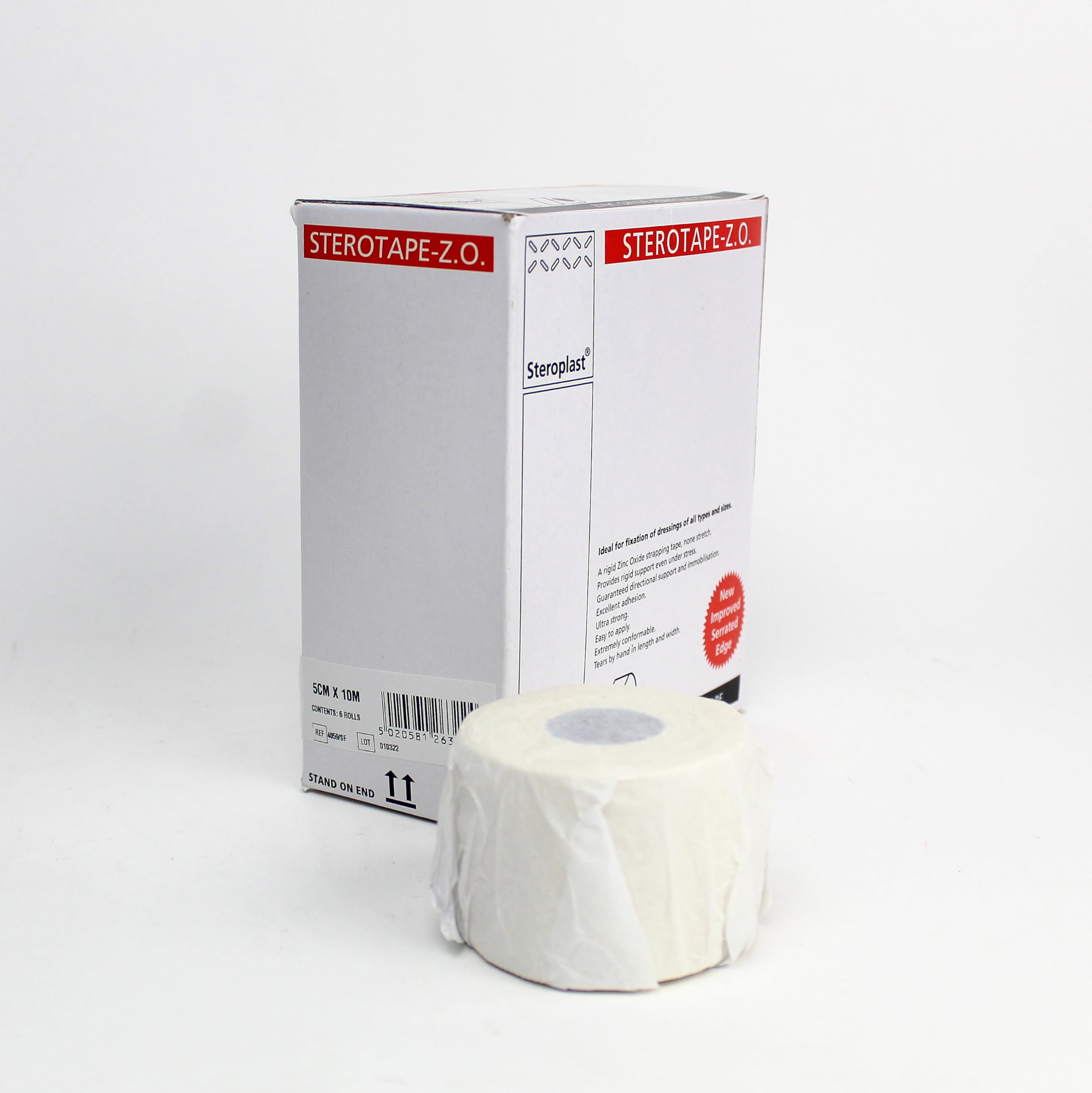 Steroplast White Zinc Oxide Tape 5.0cm x 10m x 2 Rolls.