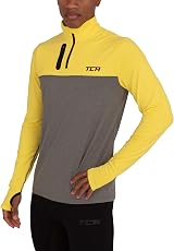 TCA Fusion Long Sleeve Running Top Men 1/4 Zip Castlerock Grey Sonic Yellow M view 2