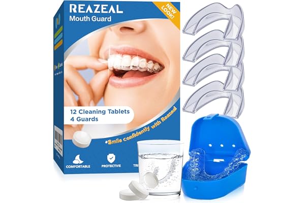 Mouth Guard for Grinding Teeth at Night: Moldable Dental Guard for Sleeping (4 Packs)
