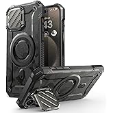 SUPCASE for iPhone 15 Pro Max Case with Camera Cover & Stand (UBMag XT) [Compatible with MagSafe] [Built-in Kickstand] [Military-Grade Protection] Heavy Duty Rugged Magnetic Phone Case, BlackCamo