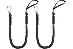 SCGFPOE 4FT Bungee Dock Lines for Boat | Single Hook Dock Rope | Ideal Boat Ropes for Kayak, Jet Ski & Pontoon (Black)