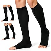 CHARMKING 3 Pairs Open Toe Compression Socks for Women &amp; Men Circulation 15-20 mmHg is Best Support for All Day Wear