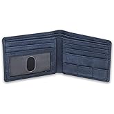 CestAntiQ Wallet for Men, Full Grain Leather Bi-fold Wallet with Guitar Pick Holder, RFID Blocking Classic Wallet, Men's Wallet, Slim Billfold Wallet, Leather Wallet Gift for Men (Blue)