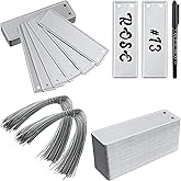 200 Aluminum Plant Tags with 200 Metal Wires - Double Sided Write On Metal Labels - Solid Stamping Tags - Waterproof Outdoor Plant Markers for Trees, Greenhouses