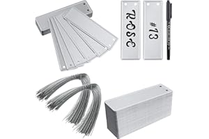 IOFFERSUPER 200 Aluminum Plant Tags with 200 Metal Wires - Double Sided Write On Metal Labels - Solid Stamping Tags - Waterproof Outdoor Plant Markers for Trees, Greenhouses