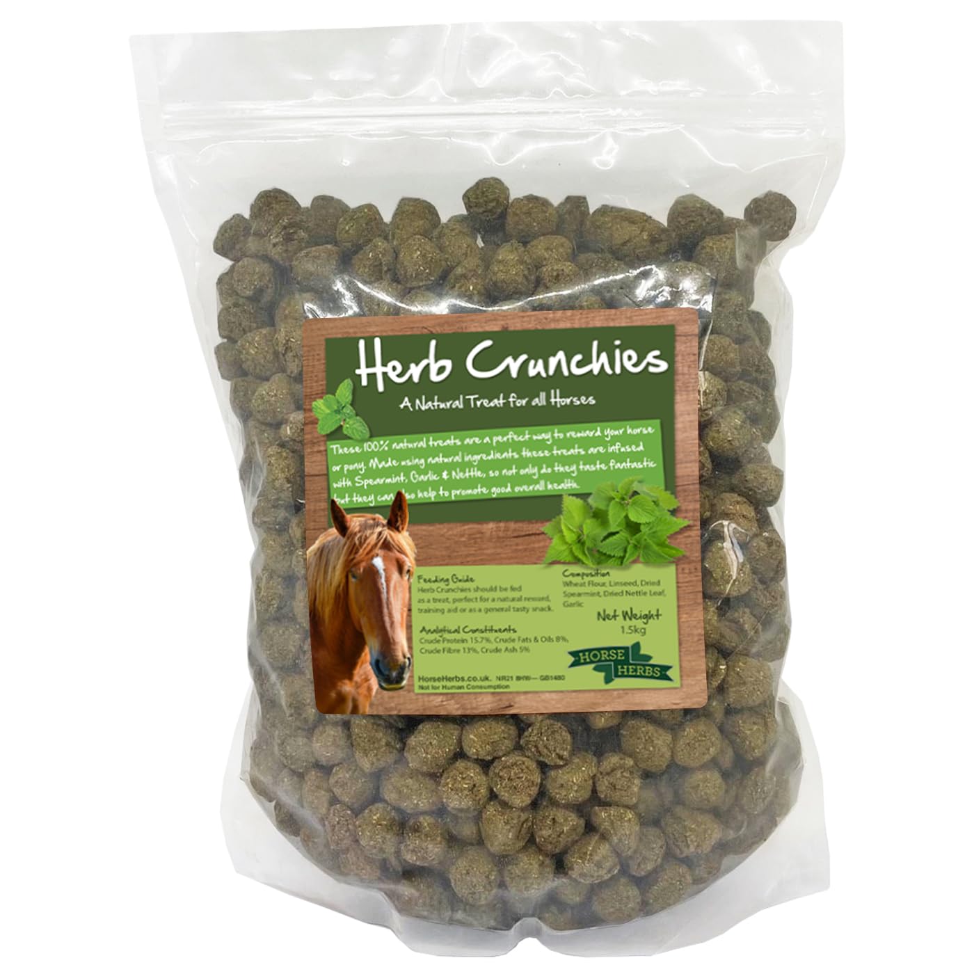 Horse Herbs Herb Crunchies 1.5kg | 100% Natural Horse Treats with Mint, Nettle & Garlic