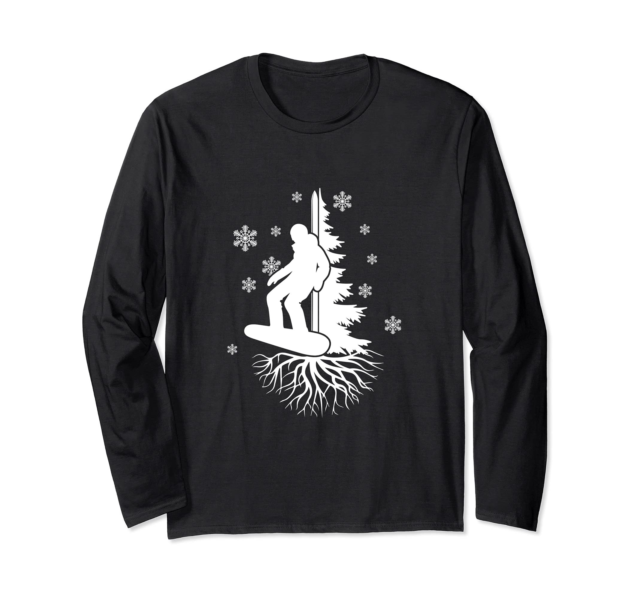 Snowboard Tree Snow Winter Snowflakes Vacation Athlete Long Sleeve T-Shirt