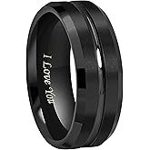 CROWNAL 10mm 8mm 6mm Tungsten Wedding Band Ring Engraved I Love You Men Women Polished Groove Matte Finish Beveled Edges Size 5 To 17