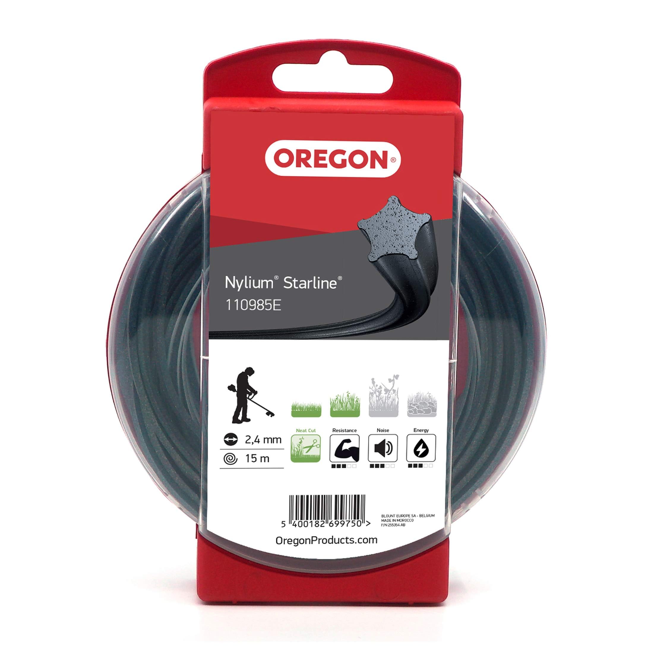 Oregon Star Shaped 2.4mm Strimmer Line with Aluminium Particles, Tackles Long Grass, Weeds & Thick Vegetation, Professional Heavy Duty Strimmer Wire, Fits Most Standard Models, 2.4 mm x 15 m (110985E)