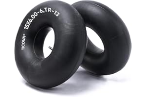 TICONN 15x6.00-6nhs Lawn Mower Tires Inner Tube, 2 Pack Inner Tire Tube for Wheelbarrow Tires, Replacement Tube with TR-13 Straight Valve Stem for lawn mower tires 15x6.00-6, Wheelbarrows, Wagons