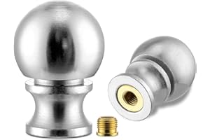 2 Pack Ball Lamp Finials for Lamps Top Knob,Lamps Nut (Dual - Thread), Shade Holder Screw Cap, Silver Lamp Finial Head Decora