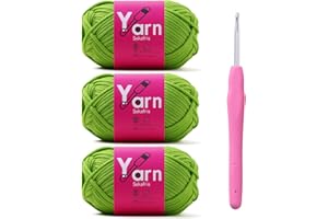 Sekafris Crochet Yarn with Cotton Yarn for Crocheting - Crochet Knitting Yarn for Beginners with Easy-to-See Stitches - Yarn for Crocheting - Parfait Chunky Yarn -Cotton-Nylon Blend (Emerald Green)