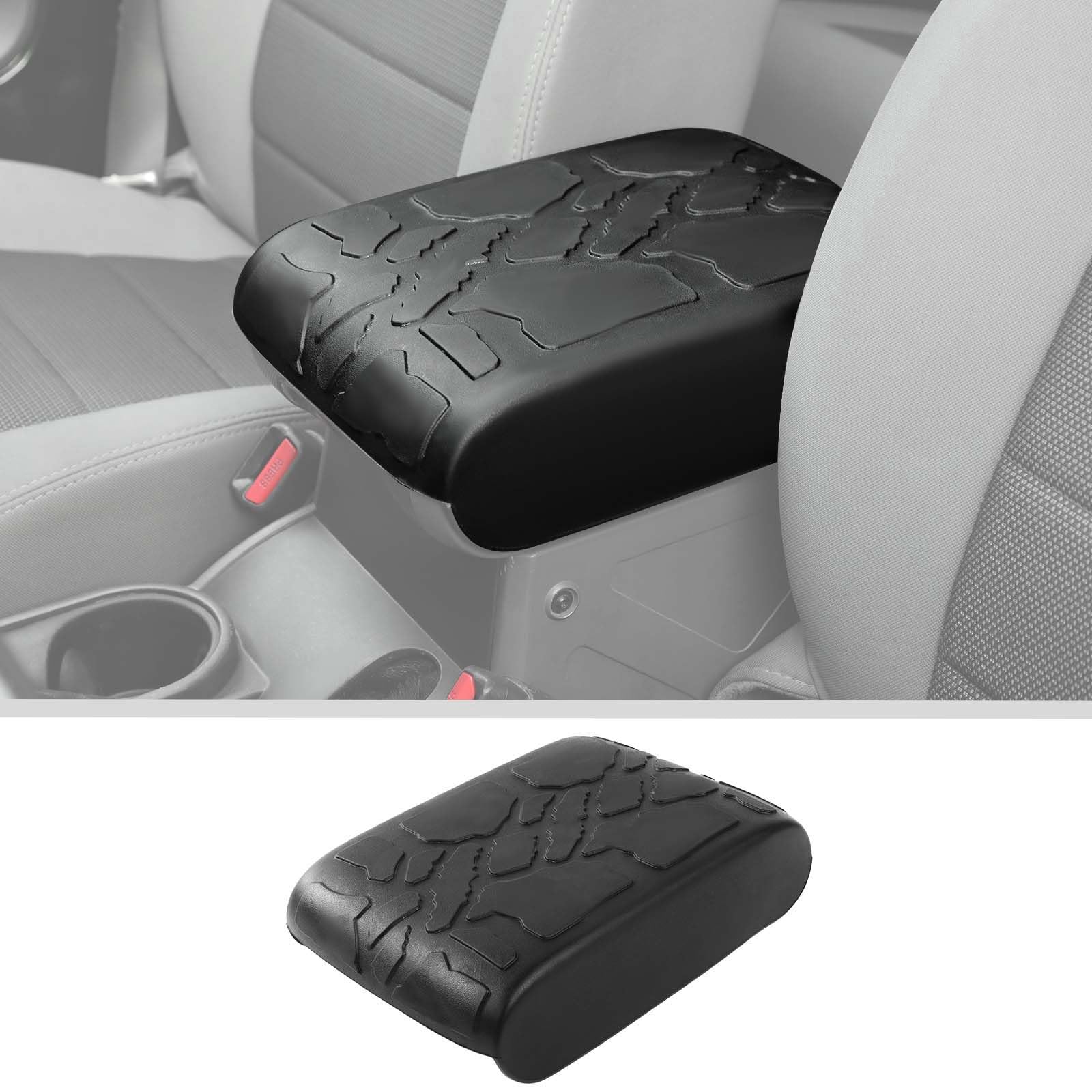 Photo 1 of JWWY Armrest Cover Case Pad Center Console Cover Decoration Protective Cover Trim Fit for 2006-2010 Jeep Wrangler JK Interior Accessories Black Rubber