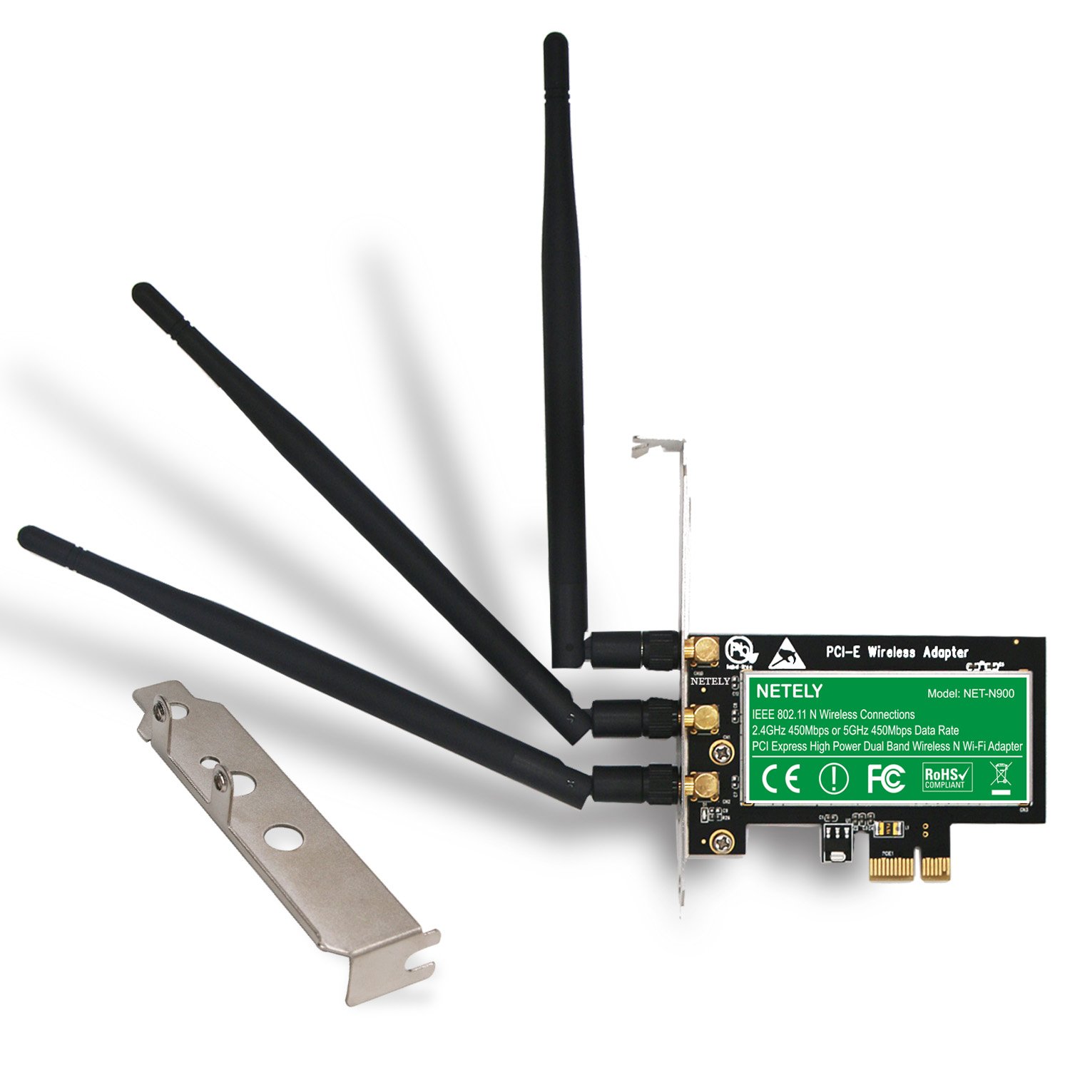 NETELY Wireless Dual Band N900 3x3 3Stream PCI Expressï¼ˆPCI-E Wi-Fi Adapter for PCs or Working Stations-PCIE Wi-Fi Card-PCIE Wireless Adapter-Qualcomm Atheros AR938X Wireless Network Adapter(NET-N900) by NETELY