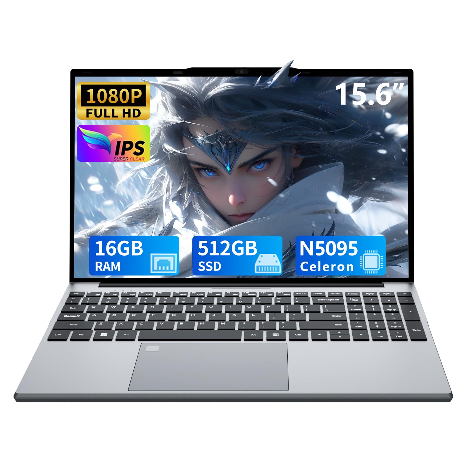 Photo 1 of (LOCKED) 15.6 Inch Laptop, Gaming Laptop, Laptops 16GB 512GB SSD, Lap top Computer N5095, Traditional Laptops Computer 180 Angle Opening, Lap top Fingerprint Unlock Backlit Keyboard 1920X1080 FHD IPS MINI-HDMI