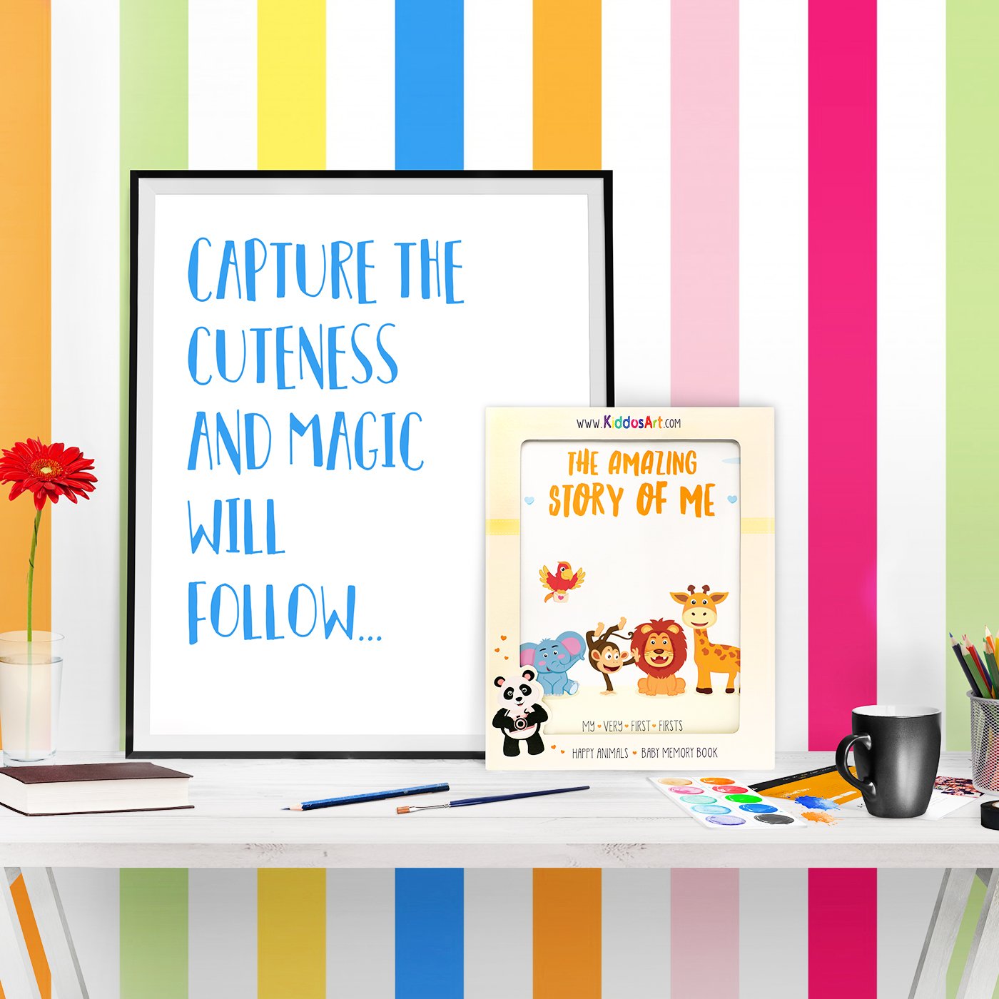 KiddosArt Baby Memory Book. Keepsake Journal, Scrapbook, Photo Album. Record Your Girl or Boy Memories and Milestones of The First 5 Years on 72 Beautiful Pages. 12 Monthly Stickers Included. : Baby