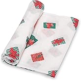 LollyBanks Swaddle Blanket, 100% Cotton Baby Blanket, Soft Muslin Swaddle Blankets 47 x 47 Inches, Neutral Baby Blankets for Boys and Girls, Registry and Gift (Presents Print)