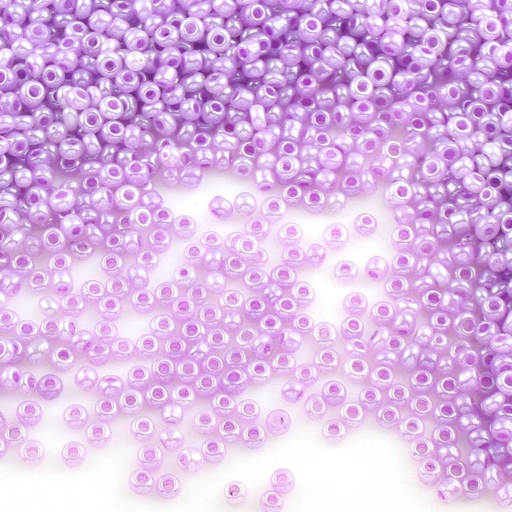 6500 Pieces Glass Seed Beads 2 mm Ceylon 10 Colours 11/0 Pony Beads Ceylon Lustre Seed Beads (Purple)