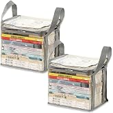 XLANMAY 2PCS Clear Book Storage Bag Plastic Comic Books Organizer Collapsible Book Display Case with Lid and Lifting Handle for Books Used Toys 38x24x32cm/15x9x13inches