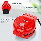 SNAILAR Mini Waffle Maker 550W Red with Non-Stick Coating Ready Indicator view 6
