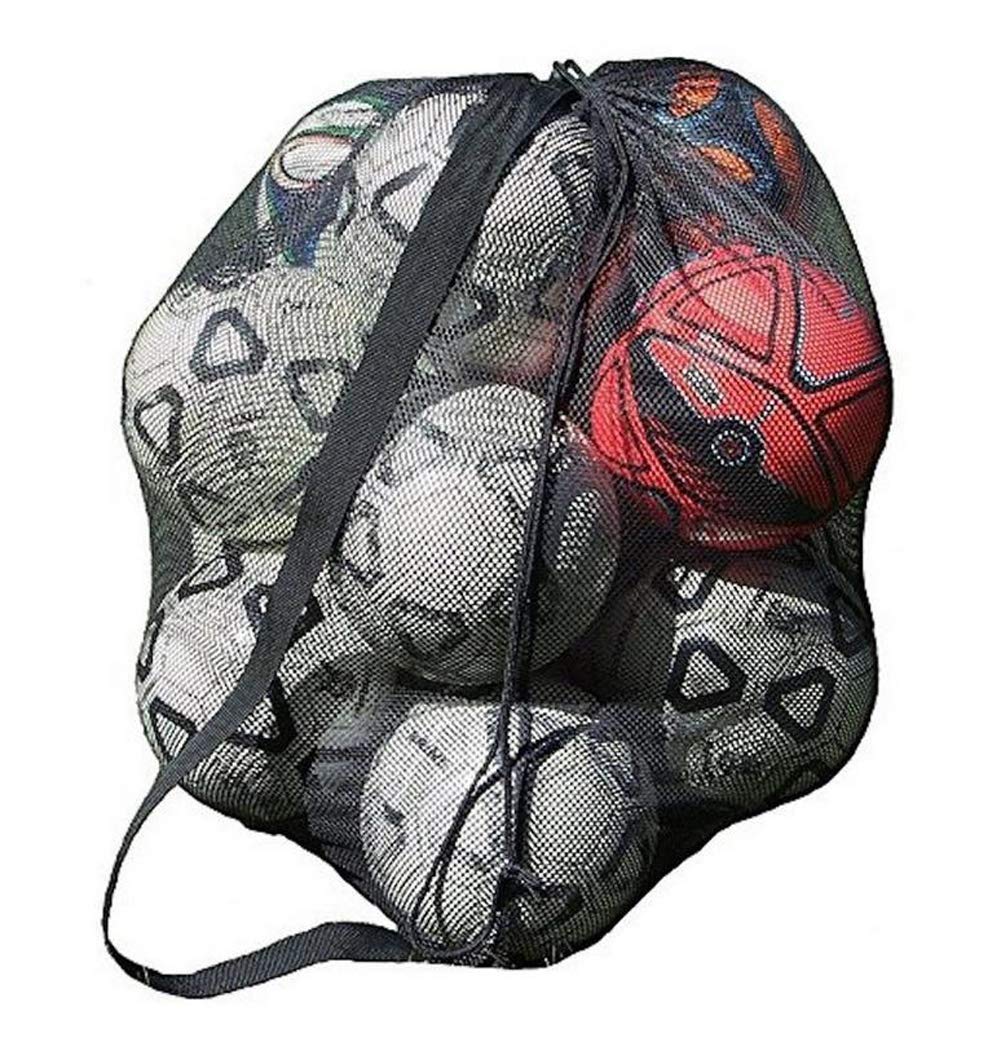 IPENNY Extra Large Waterproof Mesh Equipment Duffel Bag Heavy Duty Net Ball Shoulder Bag Basketball Volleyball Soccer Rug Ball Football Carrying Bag Tote Storage Sack with Drawstring for 10-15 Balls
