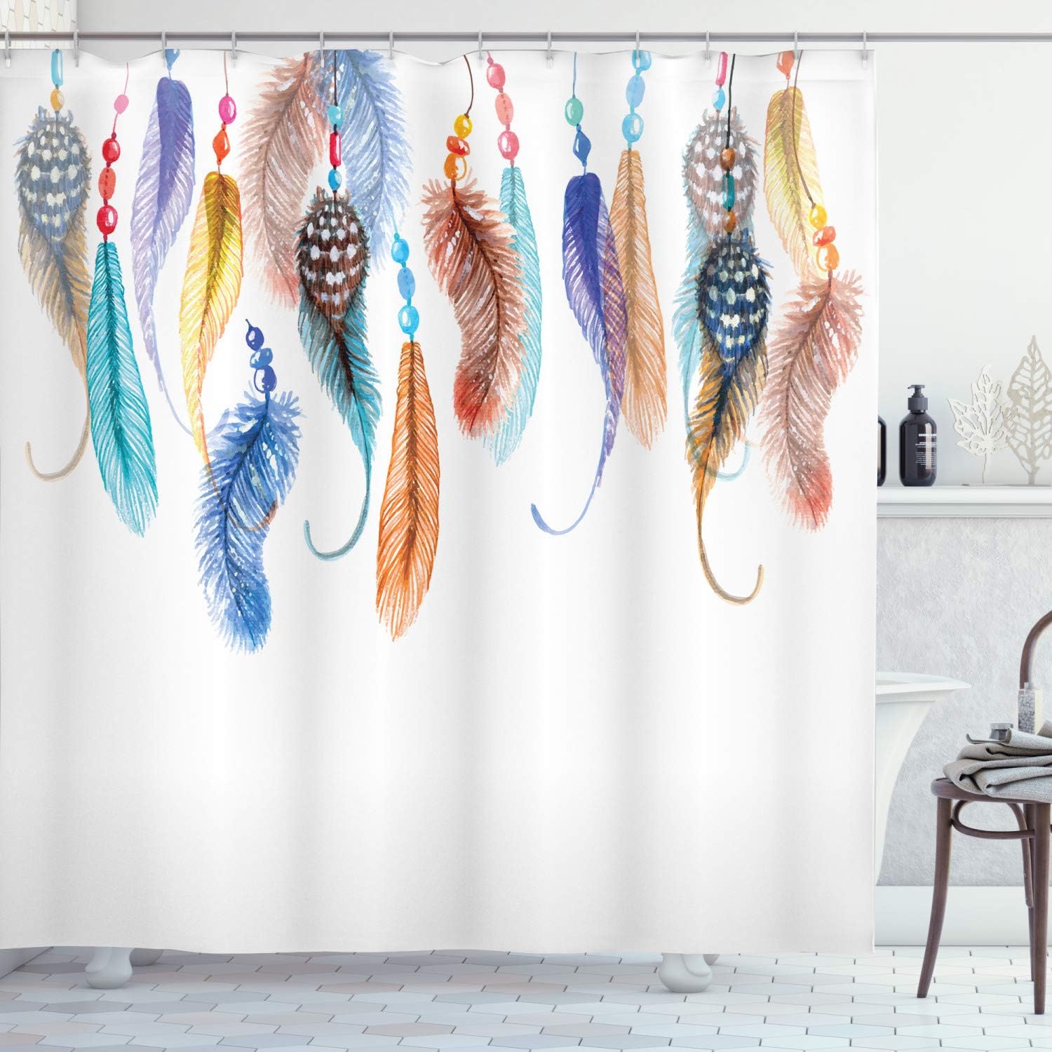 Ambesonne Hippie Shower Curtain, Primitive Hippie with