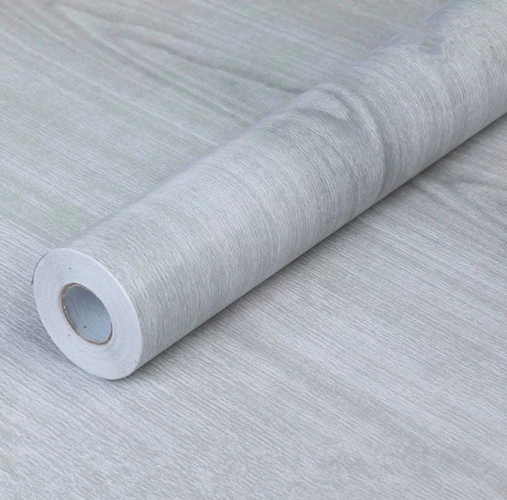 WDragon Peel and Stick Gray Wood Grain Wallpaper Furniture Cabinets Wardrobe Shelf Liner Wallpaper Sticky Back Plastic Roll (45cm X 5M), Grey