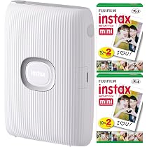 Fujifilm Instax Mini Link Smartphone Printer (Ash White) + Fuji