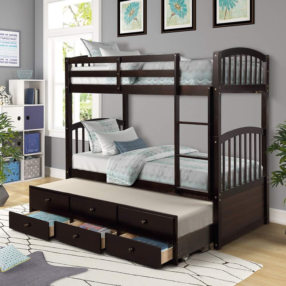 Amazon Com Solid Wood Bunk Beds For Kids Hardwood Twin Over Twin