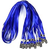 Ollain Lanyards for Id Badges Nylon Neck Flat Cruise Lanyard Bulldog Clips Durably Lanyards for Men Women Office ID Name Tags and Badge Holders (Blue, 100 Pack)
