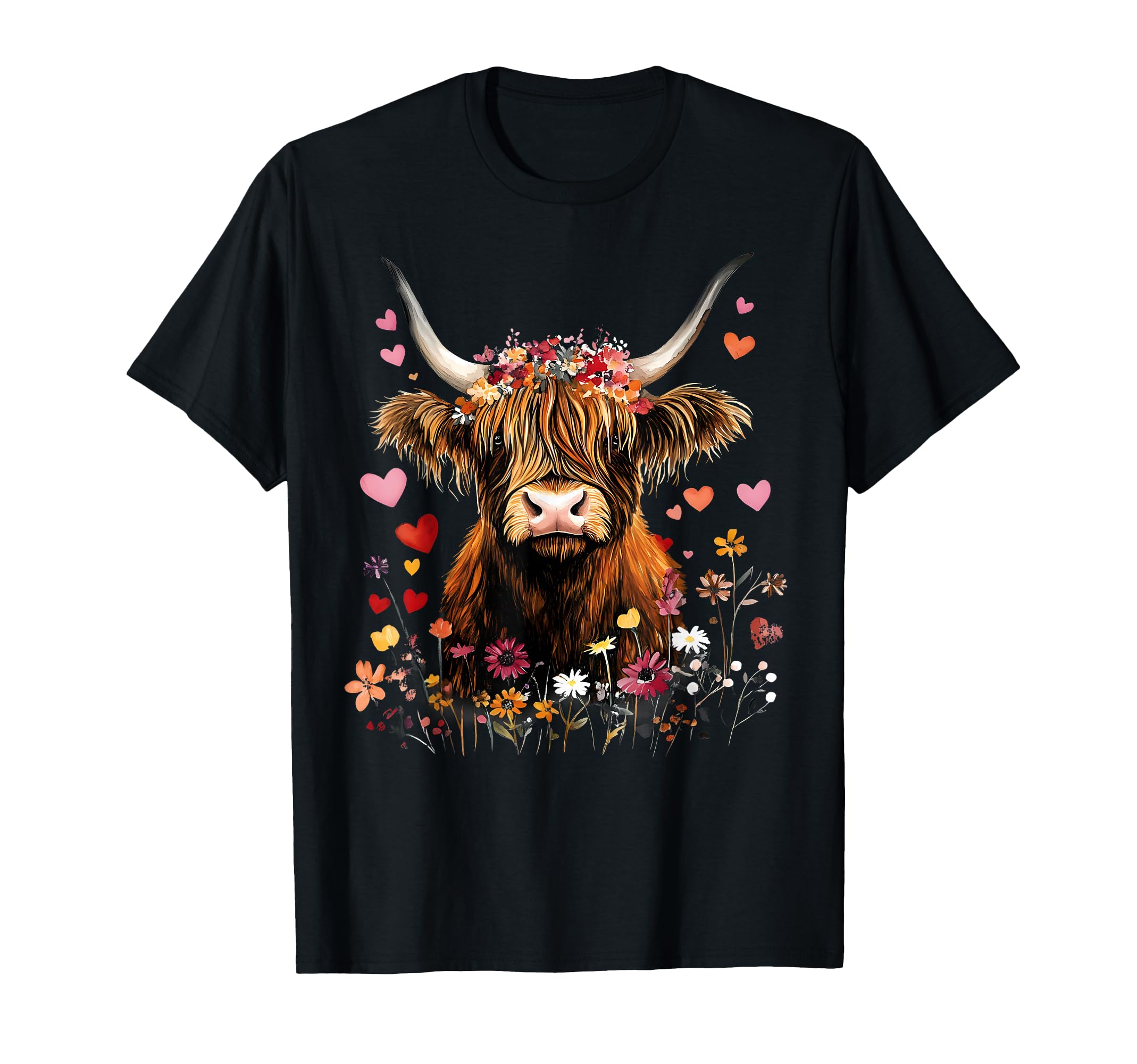Photo 1 of ***RED***Scottish Highlander Cow Messy Bun Scottish Highland Cow T-Shirt