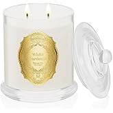 M&SENSE White Gardenia Candles for Home Scented, 2 Wick 12.7oz Soy Wax Candles Non Toxic,70 Hours Long Burning,Christmas Candles Gift for Stress Relief, Meditation, Yoga