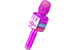 Ankuka Karaoke Microphone for Kids, Bluetooth Karaoke Microphone with LED Lights,Portable 4 in 1 Wireless Microphone Toys Christmas Birthday Gift Home Party Kids Toys for Girls Boys Adults (Purple)