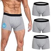 CITURLAN Incontinence Underwear for Men - 100ml Absorbency | Leakproof & Odor-Control | Reusable Washable Bladder Control Boxer Briefs | High-Waist for Night & Active Use [3-Pack] (Grey, L)